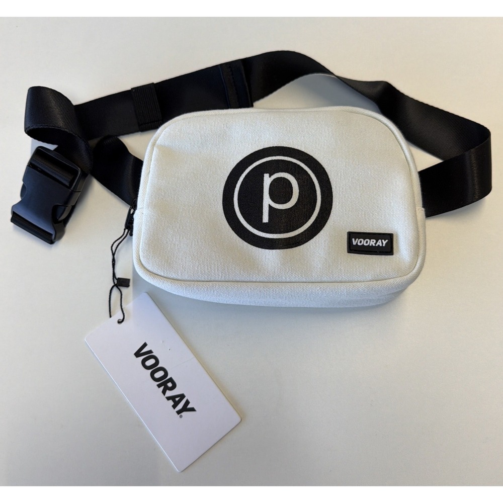 NWT Vooray Fanny Pack Belt Bag White Black Logo Adjustable Strap Pickleball Ed